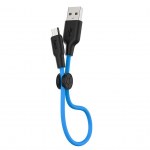Καλώδιο Σύνδεσης Hoco X21 Σιλικόνης USB σε Micro 2.4A Fast Charging 0.25μ. Μαύρο - Μπλέ