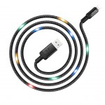 Καλώδιο σύνδεσης Hoco U63 Spirit USB σε Lightning 2.4A και Φωτεινές Ενδείξεις με Ηχητικό Αθσητήρα Μαύρο 1.2μ