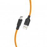 Καλώδιο Σύνδεσης Hoco X21 Plus Silicone USB σε Micro-USB 2.4A Fast Charging 1.0μ. Μαύρο - Πορτοκαλί