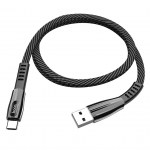 Καλώδιο σύνδεσης Hoco U70 Splendor USB σε USB-C Fast Charging 3.0A Γκρι 1.2μ με Φωτεινή Ένδειξη
