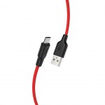 Καλώδιο Σύνδεσης Hoco X21 Plus Silicone USB σε Micro-USB Fast Charge 2.4A 1.0μ. Μαύρο - Κόκκινο