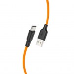 Καλώδιο Σύνδεσης Hoco X21 Plus Silicone USB σε USB-C 3.0A Fast Charging 1.0μ. Μαύρο - Πορτοκαλί