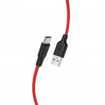 Καλώδιο Σύνδεσης Hoco X21 Plus Silicone USB σε USB-C Fast Charge 3.0A 1.0μ. Μαύρο & Κόκκινο