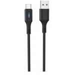 Καλώδιο σύνδεσης Hoco U79 AdmirableSmart Power Off USB σε USB-C 3.0A 1.2μ Μαύρο με LED Ένδειξη