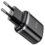 Φορτιστής Ταξιδίου Hoco N4 Aspiring με 2 Εξόδους Φόρτισης USB 5V 2.4A Μαύρος